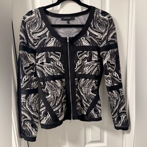 Robert Rodriguez Black & White Marbled Bandage Moto Jacket